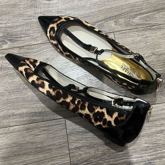 Michael KORS flat ballet shoes hair animal print new sz 8/5